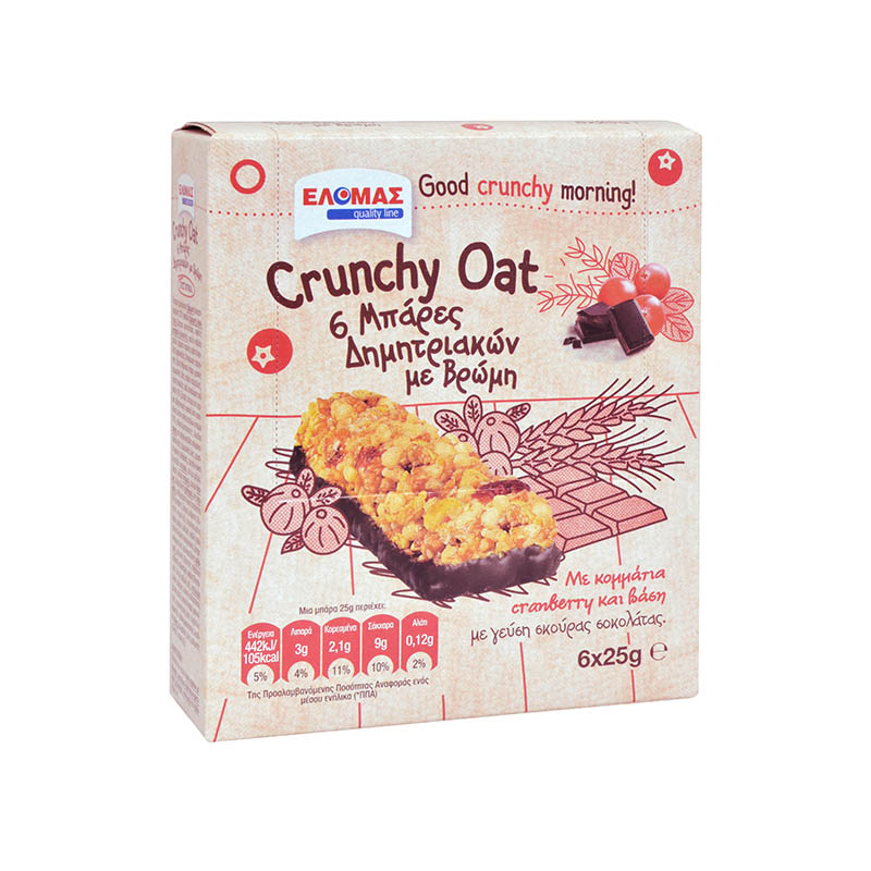 ΕΛΟΜΑΣ Μπάρες δημητριακών Slim Body 6x25g (με κομμάτια cranberry και βάση με γεύση σκουρας σοκολάτας) 