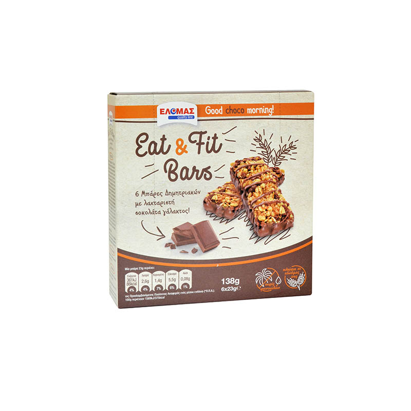 ΕΛΟΜΑΣ Μπάρες δημητριακών Eat & Fit Bars 6x23g (με σοκολάτα γάλακτος)